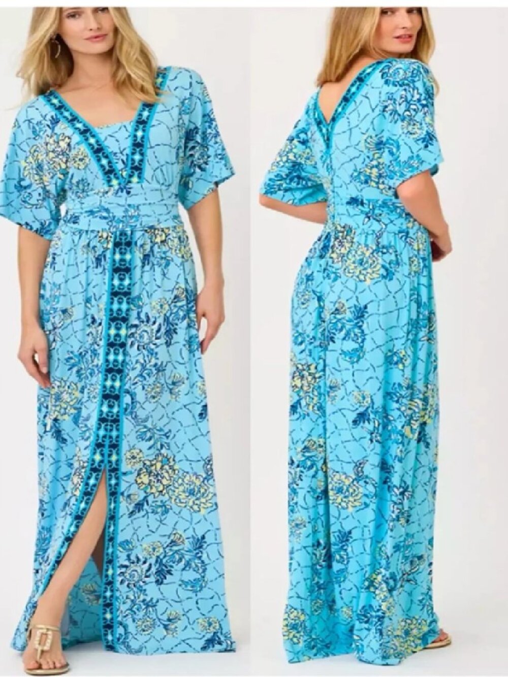 NWT Lilly Pulitzer Lauralai Maxi Dress in Bellevue Blue Breakers Beach sz 10